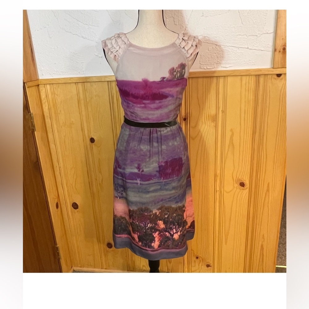 Anthropologie Moulinette Soeurs Violet Gloaming Dress size 2 Silk - Picture 2 of 14